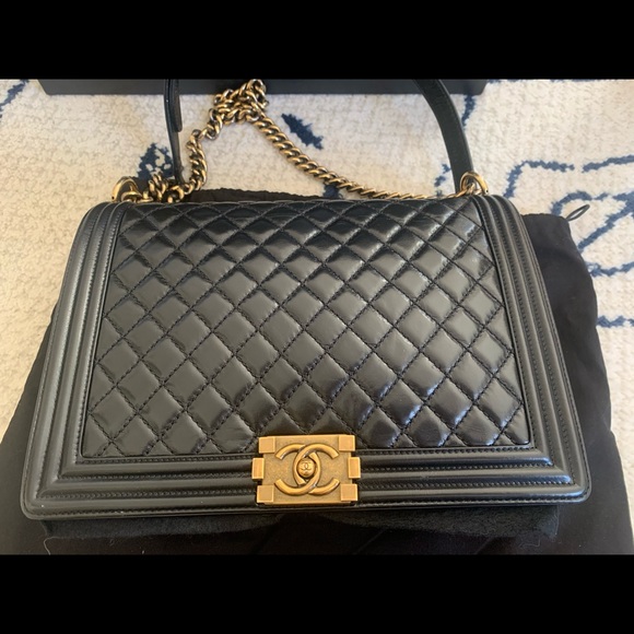 Chanel boy flap bag large gold chain - Picture 3 of 15